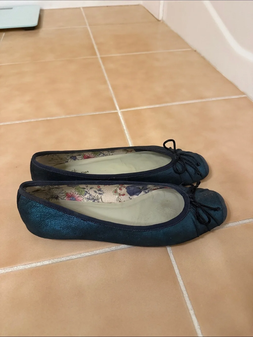 Women's navy Bow Ballet Flats by Giillian Julius